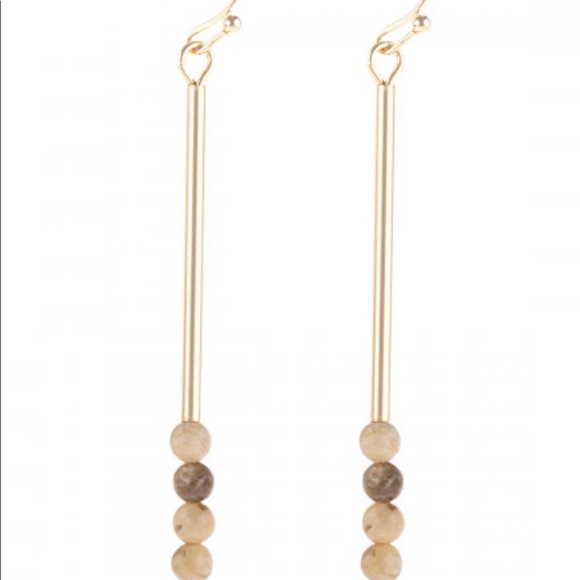 Riah White/Opal & Tan Bead Hook Dangle Earrings 2 sets - Picture 4 of 6